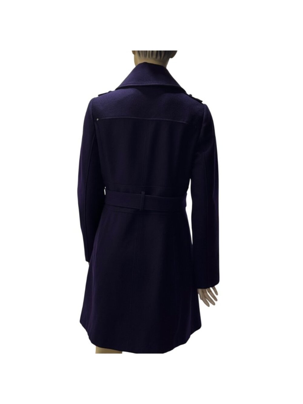Kenneth Cole Women's Belted Trench OverCoat Wool Blend Purple  Size 10 - Picture 10 of 16